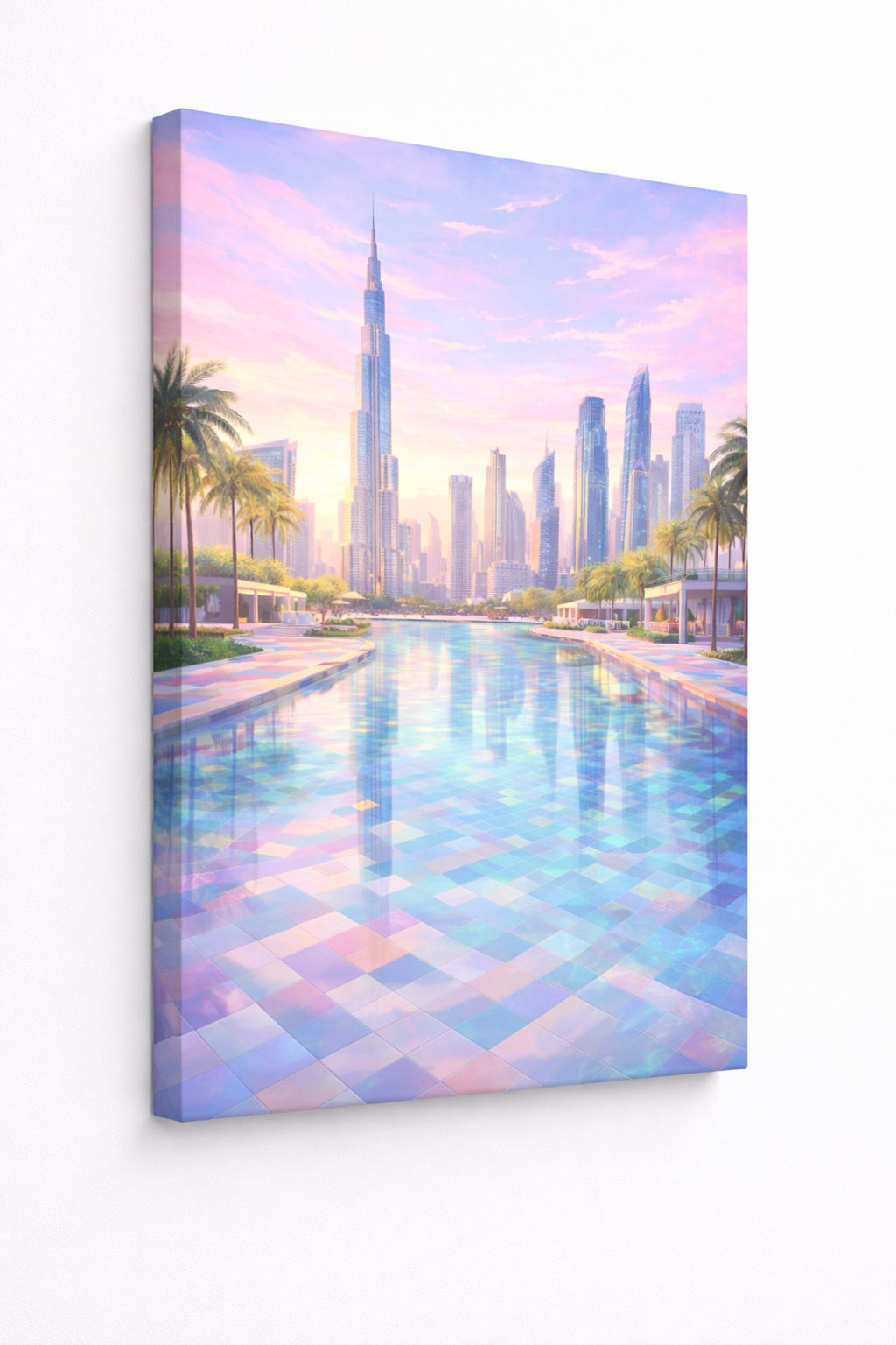 Vue de profil impression sur toile illustration skyline Dubaï Burj Khalifa architecture moderne

