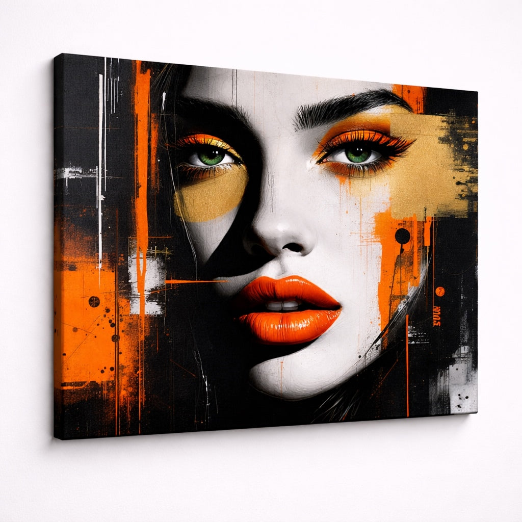 Vue de profil impression toile portrait femme contemporain design
