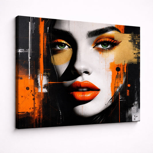 Vue de profil impression toile portrait femme contemporain design
