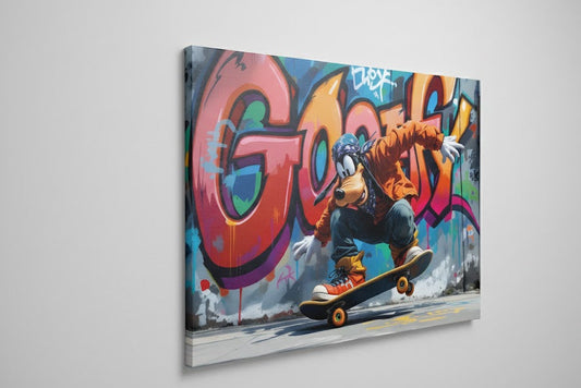 Vue de profil du tableau goofy revisité en skateur 