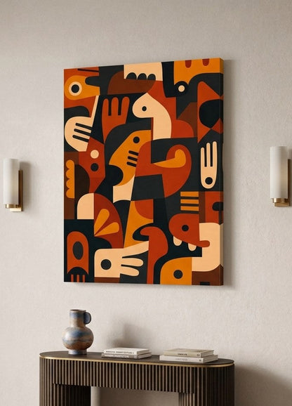 Tableau terracotta moderne imprimé sur toile et présenté de profil avec son châssis bois
