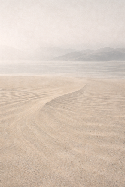 Paysage calme sable et lumière douce
