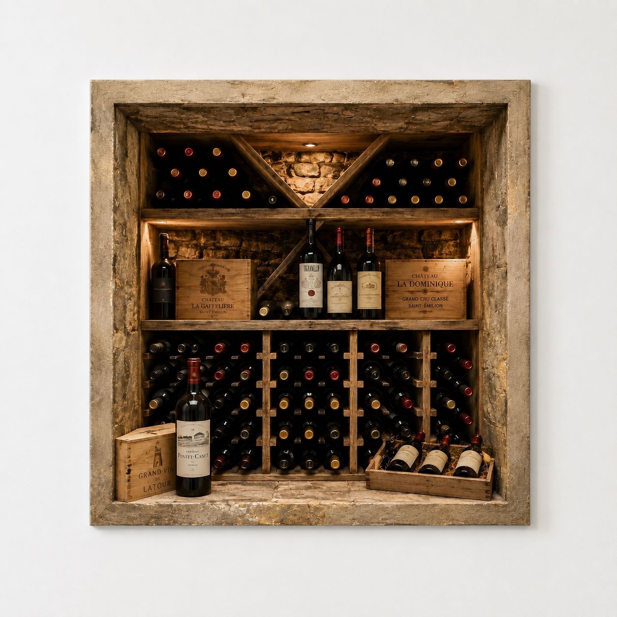 Trompe l’œil mural cave à vin en pierre