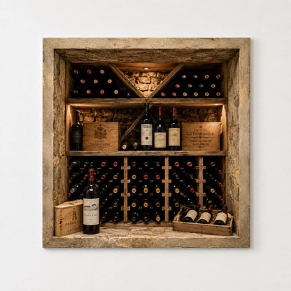 Trompe l’œil mural cave à vin en pierre