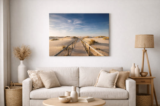 Tableau photo paysage naturel intégré dans un intérieur contemporain
