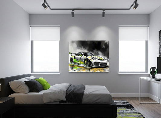 décoration murale automobile contemporaine salon bureau garage design
