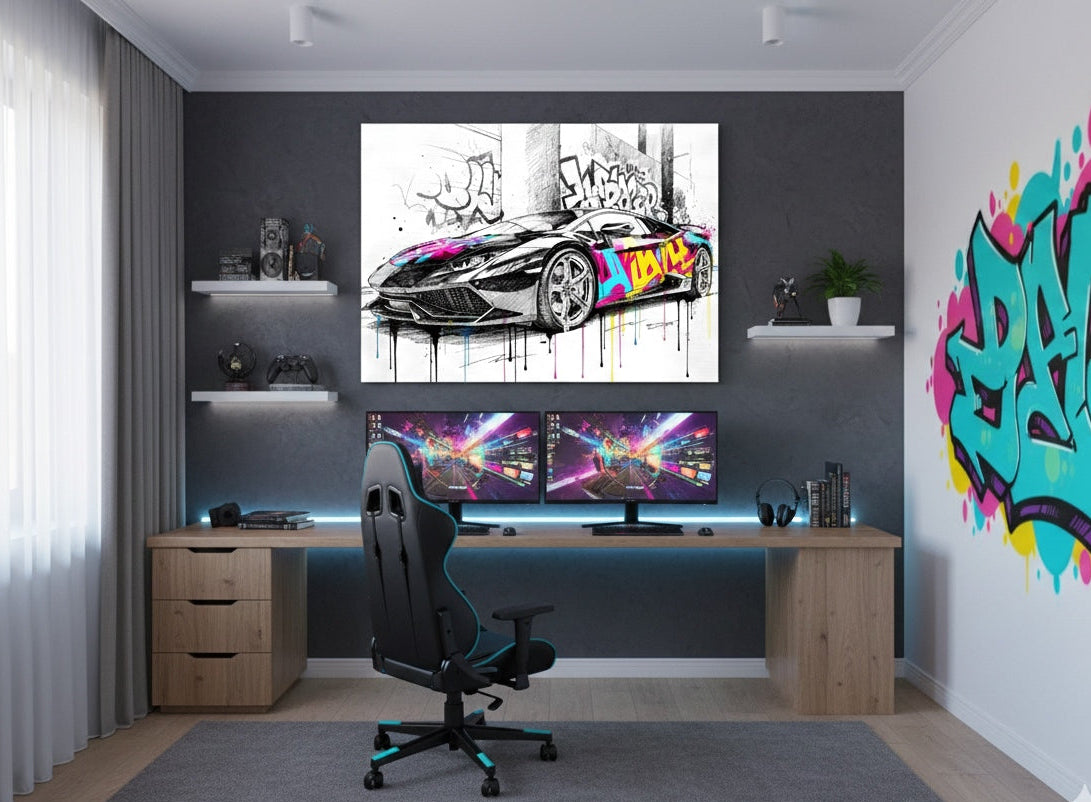 Tableau supercar graphique pour décoration moderne
