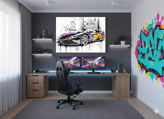 Tableau supercar graphique pour décoration moderne
