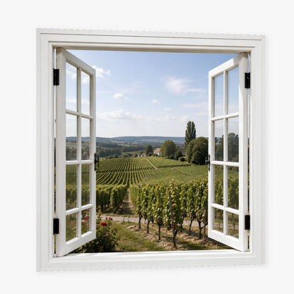Paysage viticole aux rangées de vignes et collines verdoyantes de Vue sur les Vignes
