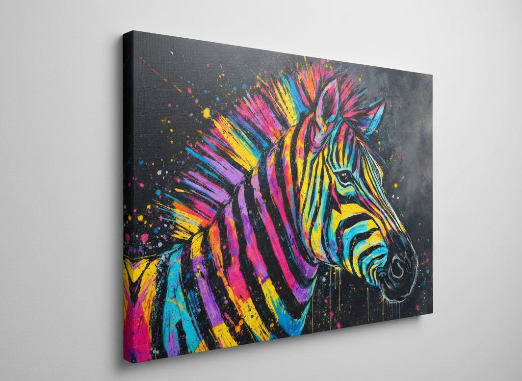 Tableau zèbre coloré pop art
